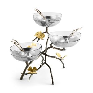 Deluxe Stainless Steel Decorative Bowl Set with Polished Finish & Sculptural Center Handle for Table Centerpiece - Product Image 3