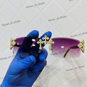 Gafas de Sol con Diseño de Cruz y Diamantes de Moissanita en Plata 925, Lentes con Degradado Morado, Estilo Hip Hop para Hombre y Mujer - Product Image 1