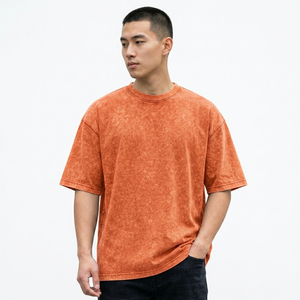 เสื้อยืดผู้ชายทรงโอเวอร์ไซส์ ระบายอากาศได้ดี ล้างสีแบบแอซิดวอช แขนสั้น แฟชั่นทันสมัย เนื้อผ้านุ่ม สวมใส่สบาย เหมาะสำหรับใส่ลำลอง - Product Image 2