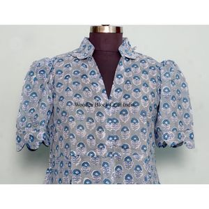 Vestido de algodón puro 100% estampado a mano, informal, de punto, largo hasta la rodilla, tipo bata de casa/pareo de playa, cómodo para maternidad, para todo el año: invierno, otoño, verano. - Product Image 2
