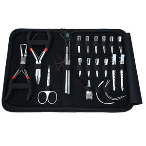 Kit d'outils de pose d'extensions capillaires professionnel en argent de haute qualité avec pince d'installation MicroLink, boucle de filage et aiguilles courbées pour la séparation des mèches - Product Image 1