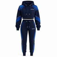 Ensemble de survêtement d'hiver en polaire pour femme, avec broderie, patchwork et strass, léger, deux pièces, streetwear, uni, respirant