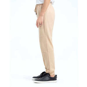 Premium Quality Men's Beige Cotton Sweatpants Custom Soft And Comfy Fabric Elastic Waist Drawstring <b>Joggers</b> With Side Pockets - Product Image 3