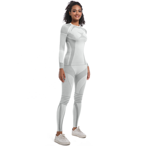 Haute qualité sans couture tricoté ajustement serré haute élastique longue <span class=keywords><strong>combinaison</strong></span> <span class=keywords><strong>de</strong></span> <span class=keywords><strong>Ski</strong></span> sport course Fitness Yoga costume pour les femmes - Product Image 6