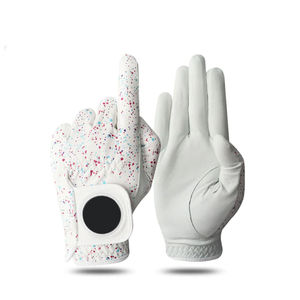 Gant de golf en cuir blanc moucheté, longueur poignet, respirant, compatible écran tactile, gant de sport personnalisé pour toutes les saisons - Product Image 2