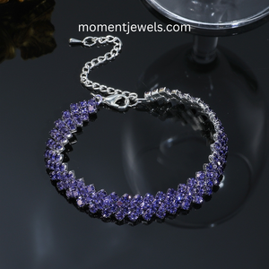 <b>Silver</b> Plated Mariner Chain <b>Bracelet</b> for Women Elegant Rhinestone Inlay Geometric Bangle Wedding Jewelry 17g - Product Image 3