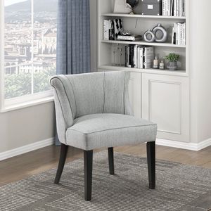 Sedia Moderna per Soggiorno con Gambe Finitura Espresso, Rivestimento in Tessuto Grigio, Schienale Curvo e Cuscino in Schiuma - Product Image 1