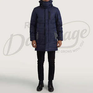 Chaqueta Larga Acolchada Azul Marino para Hombre, Parka de Invierno con Capucha, Abrigo Grueso Acolchado, Gabardina Acolchada para Exteriores - Product Image 4