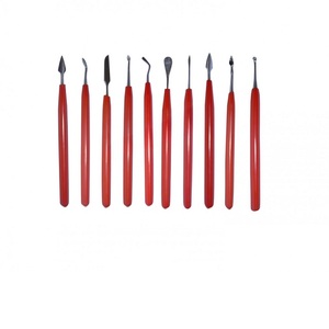 SUNTOOLS/STIPL Ensemble d'outils de sculpture sur cire en acier inoxydable, 10 formes variées, manches rouges, pour la fabrication de bijoux, le moulage DIY et les échantillons - Product Image 1