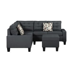 Divano Componibile a 6 Pezzi in Tessuto Grigio per Soggiorno - Product Image 6