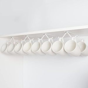 Support mural minimaliste pour tasses avec 8 tasses blanches détachables pour le rangement de la cuisine - Product Image 6