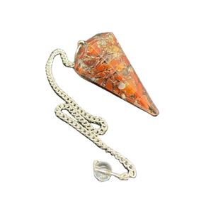 Venta al por mayor hecho a mano facetado jaspe rojo cristal punto péndulo orgón cono hogar decorativo recuerdo radiestesia Palma piedra modelo - Product Image 1