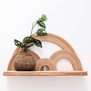 Rattan wall <b>shelf</b> book display <b>shelves</b> for living room office <b>bedroom</b> decorative storage racks - Product Image 5
