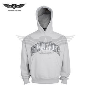 Sweat à capuche oversize en coton français de qualité supérieure, broderie 3D personnalisée, imprimé streetwear, 100% coton, blanc, unisexe - Product Image 1