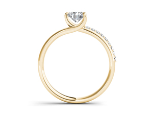 Anillo de Oro Sólido de 14K con Diamante Cultivado en Laboratorio de 1CT, Corte Brillante Redondo, Diseño Asimétrico Bypass, VS VVS EF, para Uso Diario, Bodas, Tendencia - Product Image 2