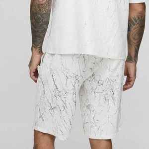 Pantalones Cortos Bermuda Blancos para Hombre con Estampado de Grietas, Bolsillos, Cintura Elástica, Estilo Casual, Tiro Medio, Transpirables, Tipo Boardshorts - Product Image 2