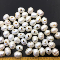 Perles de culture d'eau douce blanches AA 8,5-9,5 mm, perles pomme de terre à grand trou de 2 mm, surface propre, perles à grand trou faciles à enfiler, bijoux en vrac