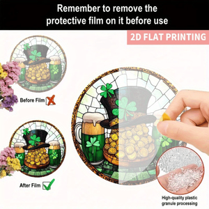 CIFbuy St. Patrick's Day Sun Catcher Irish Garden Home Decor Window Hanging Acrylic <b>Mirror</b> <b>Sheet</b> Crystal Suncatcher TikTok for - Product Image 3