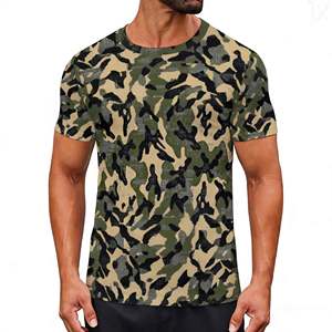 T-shirts imprimés camouflage d'été pour hommes, col rond, manches courtes, coupe ajustée, design camouflage AOL imprimé - Product Image 6
