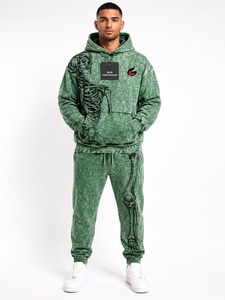 Ensemble de survêtement vintage délavé à l'acide pour homme, comprenant un sweat à capuche et un pantalon de jogging, tenue de sport confortable pour le quotidien, les loisirs et les activités de plein air - Product Image 1