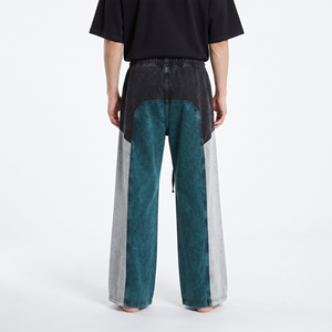 Pantalones Jogger Oversize de Algodón con Lavado Ácido y Bloques de Color para Hombre, Estilo Urbano Casual de Moda - Product Image 2