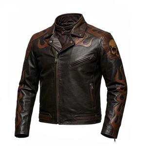 Chaqueta de Cuero Vintage Original Personalizada para Hombre, Chaqueta de Motociclista de Cuero Vacuno Auténtico, Logotipo Personalizado, Fabricante OEM - Product Image 1