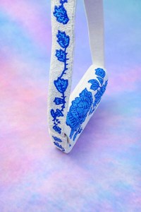 Bolso de mano hecho a mano con cuentas de cítricos – Bolso de hombro de verano con estampado de frutas blancas - Product Image 2