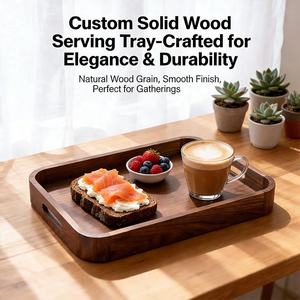 Bandeja de Servir de Madera de Nogal de Lujo, Bandeja Decorativa de Madera para Té, Café y Desayuno con Asas para el Hogar, Hotel o Restaurante - Product Image 4