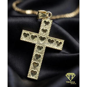 Pendentif croix de luxe avec design en forme de cœur, diamant cultivé en laboratoire, argent sterling 925, bijoux statement - Product Image 5