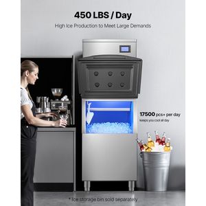 Attrezzatura di Refrigerazione per Cucine Commerciali, Macchina per Ghiaccio Industriale in Acciaio Inox da 22 Pollici, 450 Libbre/Giorno, Autopulente - Product Image 3