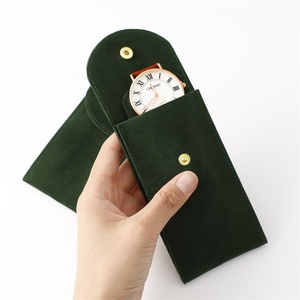 Puppysew túi đồng hồ với logo, chất lượng cao nhung da lộn Flap với nút đồng hồ lưu trữ túi đồ trang sức đóng gói túi với logo - Product Image 1