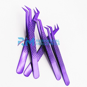 Pinces à cils RMI avec logo personnalisé, couleur unie violette plasma, en acier inoxydable, pour extensions de cils - Product Image 5