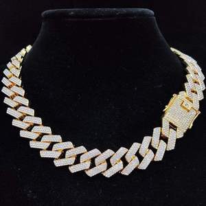 Cadena Cubana de Plata de Ley 925 con Incrustaciones de Moissanita, Chapada en Oro, Joyería Hip Hop Unisex para Fiestas, Bodas y Regalos - Product Image 1
