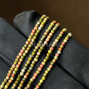 Natural Red Unakite Micro Faceted Round Beads 2MM Tiny Unakite Beads For Jewelry Making Wholesale Diamond Cut Faceted Loose Bead - Product Image 6