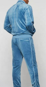 Men's <b>Velour</b> Tracksuit Set Full Zip <b>Sweatshirt</b> and Joggers Solid Color Casual Wear Autumn Breathable Polyester Cotton Material - Product Image 4