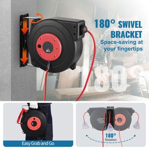 Avvolgicavo retrattile per impieghi gravosi da 15 m con cavo 14AWG/3C SJTOW e presa tripla illuminata (13 Amp) - Product Image 6