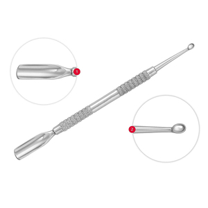 MARI INSTRUMENTS Empujador de Cutículas Profesional de Doble Punta de Acero Inoxidable con Gancho de Limpieza Curvo y Agarre Antideslizante para Manicura - Product Image 3