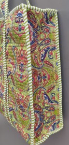 Sacs fourre-tout matelassés en coton Paisley avec chaînes, poignées rayées, fermeture éclair – Sac de plage, shopping, voyage, usage quotidien pour femme - Product Image 5
