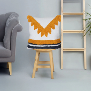 Hand Tufted Texture Boho <b>White</b> and Yellow Fringe Cushion Cover Handmade Decorative <b>Pillow</b> <b>Case</b> for Sofa Bedroom Living Room Home - Product Image 6