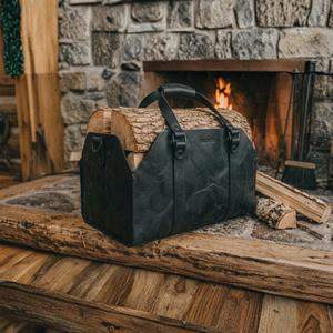 Sac de transport pour bois de chauffage en cuir véritable de qualité supérieure, robuste, pour extérieur, foyer, transport de bûches, rangement de camping LLR-0133 - Product Image 1