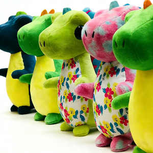 Peluche de dinosaure personnalisée, petite et trapue, aux yeux ronds et brillants géants, bicolore. - Product Image 4