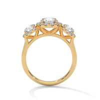 Bague à trois diamants de 3,00 carats, clarté VS1, couleur F, taille brillant rond, or 18 carats, diamant de laboratoire certifié GIA, pour femme, fiançailles