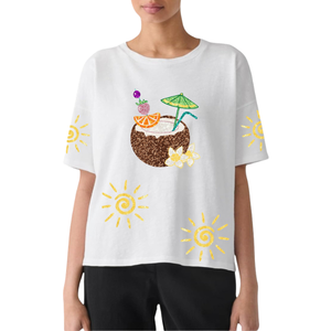 New Designer Trending Summer <b>Sequin</b> Handcrafted Summer Inspired Breathable Eco-Friendly Loose Oversized <b>T</b>-<b>Shirt</b> for Womens - Product Image 2