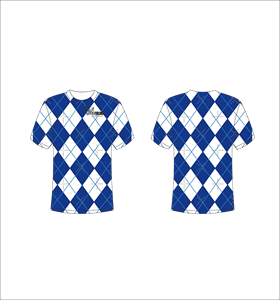 T-shirt à manches courtes pour homme, motif Argyle, bleu et blanc, col rond, coupe classique, respirant, vêtement décontracté, impression par sublimation - Product Image 1