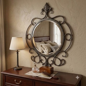 Espejo Decorativo Ovalado Hecho a Mano con Marco de Hierro Forjado Europeo Moderno de Lujo Premium para Pasillo, Venta al Por Mayor - Product Image 2