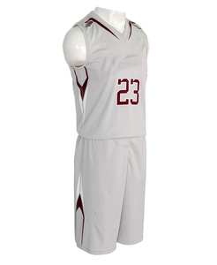 EDOOR WEARS White Sleeveless Basketball Jersey Set Maroon Number 23 V-Neck Moisture Wicking Polyester Uniform <b>Athletic</b> Fit - Product Image 1