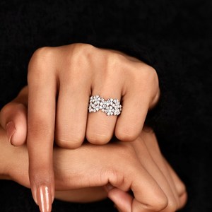 Bubble Design Round Cut Moissanite Cluster <b>Ring</b> Original 925 Silver Fine for Birthdays Anniversary Party Wishes for Partner - Product Image 2