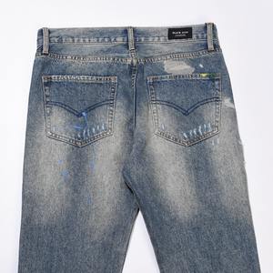 SENSE Dropshipping Venta al por Mayor Jeans de Diseñador Pintados de Alta Gama 100% Algodón Jeans Acampanados para Hombre - Product Image 6