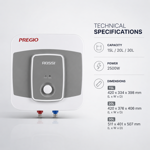 Calentador de Agua con Tanque ROSSI Pregio de 10L, Fabricado en Vietnam, Precio de Fábrica, Precio al por Mayor, Servicio OEM ODM, Caldera Eléctrica - Product Image 2