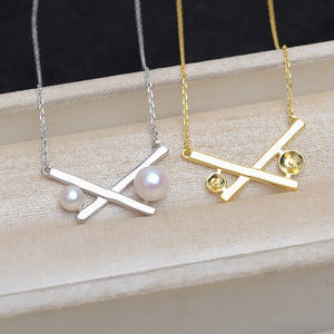 จี้เงินแท้ S925 รูปทรง X ประดับมุกคู่ อุปกรณ์ตกแต่งมุก DIY แหวนแบบปรับแต่งได้สำหรับผู้หญิง ชุดฐานเปล่าสำหรับทำเครื่องประดับ - Product Image 3